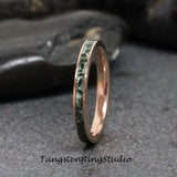 Moss Agate Ring Solid 14K Gold 2.8mm Tungsten Ring