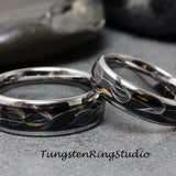 8mm Dandelion Seed Silver Gray Polish Tungsten Carbide Ring