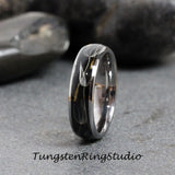 8mm Dandelion Seed Silver Gray Polish Tungsten Carbide Ring