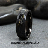 Hammer Dandelion Seed Gray Polish Tungsten Carbide Ring