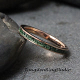 Moss Agate Ring Solid 14K Gold 2.8mm Tungsten Ring