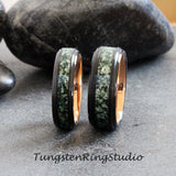 Moss Agate Ring Black Ring Set