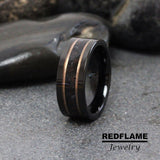 Meteorite ring Megalodon shark teeth crushed black Tungsten Carbide Ring- Custom Order