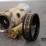 Gun barrel bullet casing shavings Rose Gold Black Tungsten Carbide Ring- Custom Order