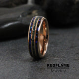 Moss Agate Nebula Blue stone Rose Glod Tungsten Carbide Rings - Custom Order