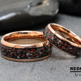 Meteorite Dinosaur Bone Rose Gold Tungsten Carbide Rings - Custom Order