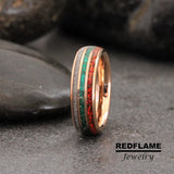 Emerald Diamond Dust Red Opal Rose Gold Tungsten Carbide Ring- Custom Order