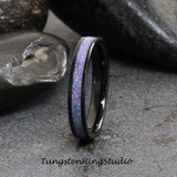 Sleepy Lavender Opal Black Tungsten Carbide Ring 4 mm