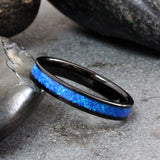 Starry Night Opal Black Tungsten Carbide Ring 4 mm