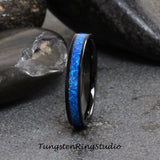 Starry Night Opal Black Tungsten Carbide Ring 4 mm