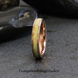 Lemond Yellow Opal Rose Gold Tungsten Carbide Ring 4 mm