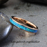 Blue Pacific Opal Rose Gold Tungsten Carbide Ring 4 mm