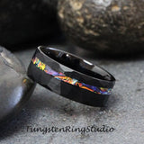 Tide Dye Dichrolam Hammer Black Tungsten Carbide Ring