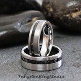 Meteorite Brushed Silver Gray Tungsten Carbide Ring 8 mm