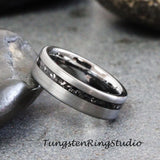 Meteorite Brushed Silver Gray Tungsten Carbide Ring 8 mm