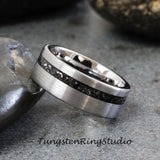 Meteorite Interstellar Brushed Silver Gray Tungsten Carbide Ring Set