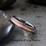 Pink Opal Silver Gray Tungsten Carbide Ring 4 mm