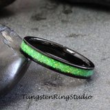 Spring Bud Opal Black Tungsten Carbide Ring 4 mm