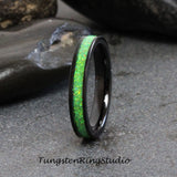 Spring Bud Opal Black Tungsten Carbide Ring 4 mm