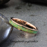 Apple Green Opal Rose Gold Tungsten Carbide Ring 4 mm