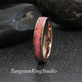 Pink Opal Rose Gold Tungsten Carbide Ring 4 mm