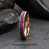 Royal Lavender Opal Rose Gold Tungsten Carbide Ring 4 mm
