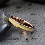 Lemond Yellow Opal Rose Gold Tungsten Carbide Ring 4 mm