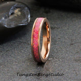 Rose Pink Opal Rose Gold Tungsten Carbide Ring 4 mm