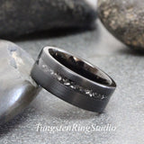Meteorite Brushed BlackTungsten Carbide Ring 6mm