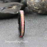 Coral Opal Black Tungsten Carbide Ring 4 mm