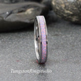 Multi Lavender Opal Silver Gray Tungsten Carbide Ring 4 mm