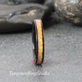 Multi Fire Opal Balck Tungsten Carbide Ring 4 mm