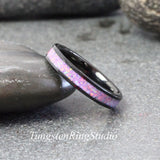 Multi Lavender Opal Black Tungsten Carbide Ring 4 mm