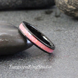 Honeydew Opal Black Tungsten Carbide Ring 4 mm