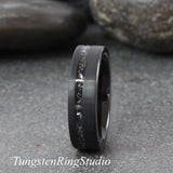 Meteorite Brushed BlackTungsten Carbide Ring 6mm