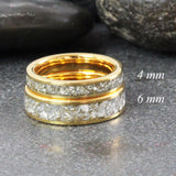 German Glass Flat Yellow Gold Tungsten Carbide Ring 4mm 6 mm 8mm
