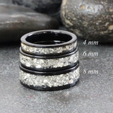 German Glass Flat Black Tungsten Carbide Ring 4mm 6 mm 8mm