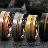 Whiskey Barrel Tungsten Ring Set