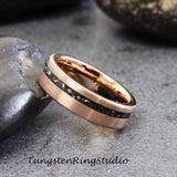 Meteorite Brushed Rose Gold Tungsten Carbide Ring 8mm