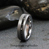 Meteorite Interstellar Brushed Silver Gray Tungsten Carbide Ring Set