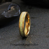 Melon Opal Yellow Gold Tungsten Carbide Ring 4 mm