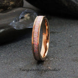 Pink Snow Opal Rose Gold Tungsten Carbide Ring 4 mm