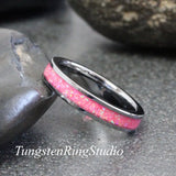 Mimosa Opal Silver Gray Tungsten Carbide Ring 4 mm