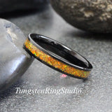Olive Opal Black Tungsten Carbide Ring 4 mm