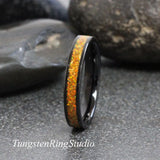 Olive Opal Black Tungsten Carbide Ring 4 mm