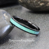 Mint Green Opal Black Tungsten Carbide Ring 4 mm