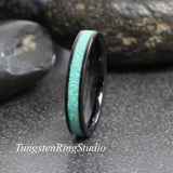 Mint Green Opal Black Tungsten Carbide Ring 4 mm