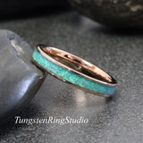 Tiffany Blue Opal Rose Gold Tungsten Carbide Ring 4 mm