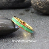 Kiwi Opal Rose Gold Tungsten Carbide Ring 4 mm