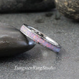 Multi Lavender Opal Silver Gray Tungsten Carbide Ring 4 mm